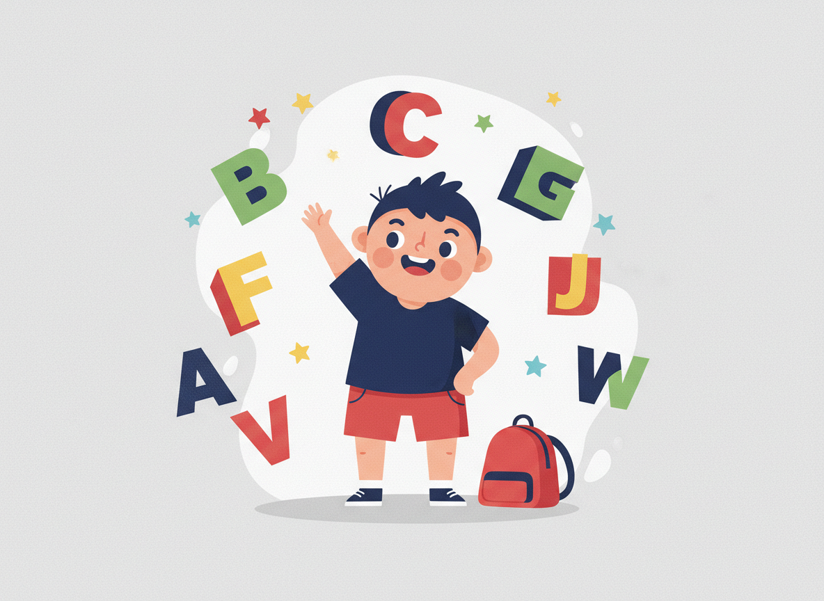 Ilustración de curso de idiomas para niños