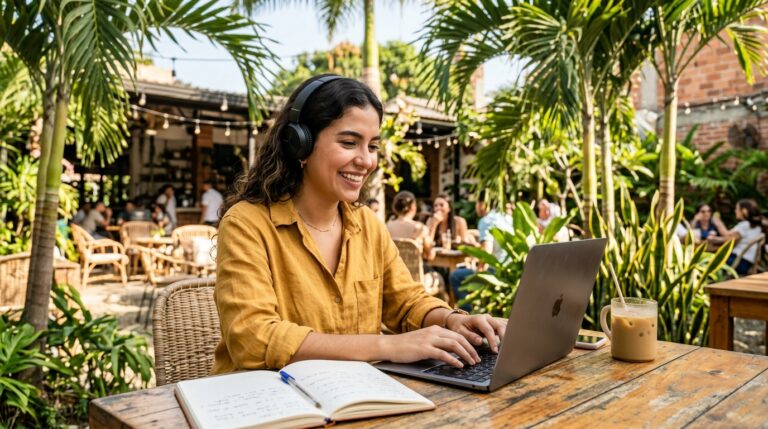Estudiante en Cali estudiando inglés online con profesores canadienses